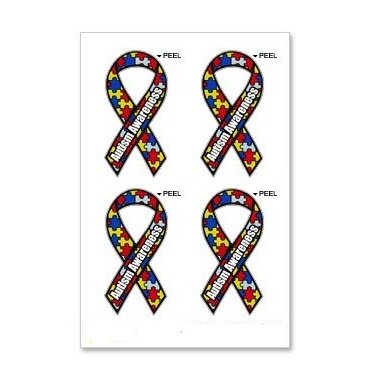 Autism Awareness Puzzle Ribbon - Set of 4 - Window Bumper Locker Sticker Decals Sticker Stand SS-SET-C-2607