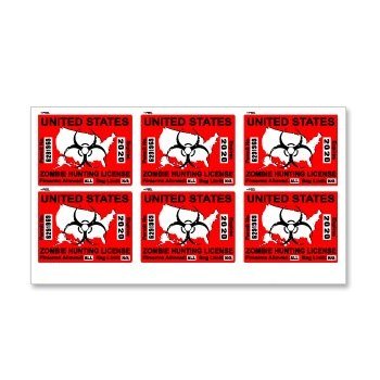 Zombie Hunting License Permit Red - Set of 6 - Biohazard Response Team - Window Bumper Stickers Decals Sticker Stand SS-SET-C-2722