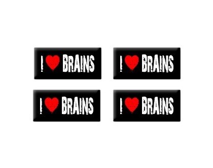 I Love Heart Brains - Set of 4 Stickers - Apply to any surface Decals Sticker Stand SS-SET-C-2373