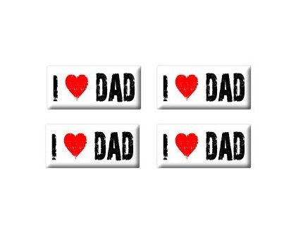 I Love Heart Dad - Set of 4 Stickers - Apply to any surface Bumper Stickers, Decals & Magnets Sticker Stand SS-SET-C-2375