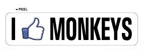I Like MONKEYS - Window Door Wall Bumper Sticker - Apply to any surface Wall Stickers & Murals Sticker Stand SS-SET-C-2044