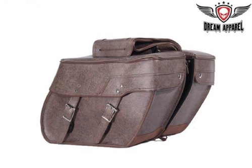 Motorcycle Saddle Bags Brown With Lock Saddle Bags Dream Apparel SD4082