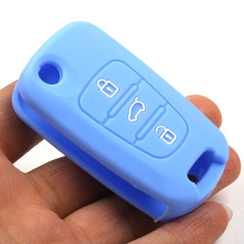 3 Buttons Remote Skin Jacket Silicone Cover KEY Case Holder BAG for KIA Sportage Optima Rio Soul (blue) Electrical Coavas Key Shell