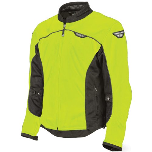 Fly Racing Flux Air Men's Mesh Street Bike Racing Motorcycle Jacket - Hi-Viz Yellow/Black / 2X-Large Jackets & Vests Fly Racing 477-40452X-WPS