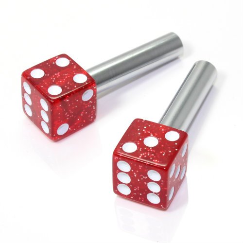 2 Red Glitter Dice Interior Door Lock Knobs Pins for Car-Truck-HotRod-Classic Doors smallAutoParts 1401-2