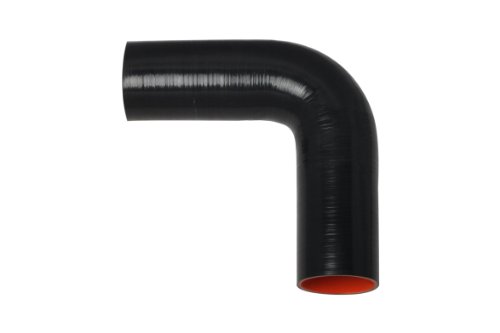2.75 ID Black Silicone Elbow, 10 x 10 Legs, 4-ply High Performance Silicone, Gloss Hoses Burns Stainless SL-275-BK