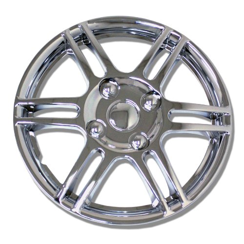 TuningPros WSC-004C14 Chrome Hubcaps Wheel Skin Cover 14-Inches Silver Set of 4 Hubcaps TuningPros WSC-004C14