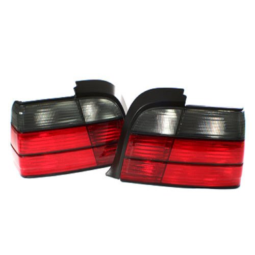 BMW E36 2DR 3-Series Oem Factory Style Euro Taillights Smoke Red 92-99 1992 1993 1994 1995 1996 1997 1998 1999 Brake & Tail Light Assemblies JDM Auto Lights JDM-BMW-9299TL