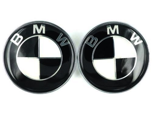 BMW Black White 82mm 3.23 inch Hood Front & Trunk Rear Emblem Badge Logo self adhesive, 2pcs Emblems BMW BMW