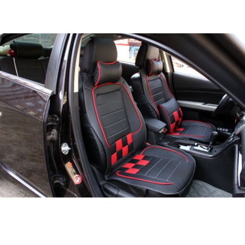 Moonet Car Seat Cushions Universal Balck and Red Front Rear Pu Leather Accessories Moonet QK-040