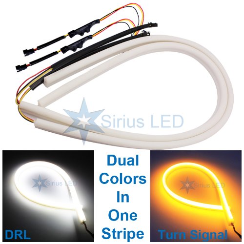 24'' Dual Color White Amber Switchback LED Soft Tube Strips DRL Turn Signal 2014 Driving, Fog & Spot Lights SiriusLED 24