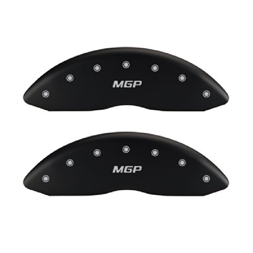 MGP Caliper Covers 10128SMGPMB 'MGP' Engraved Caliper Cover with Matte Black Powder Coat Finish and Silver Characters, (Set of 4) Calipers MGP Caliper Covers 10128SMGPMB