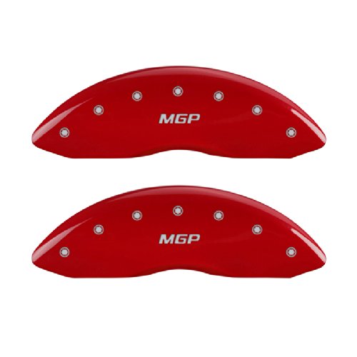 MGP Caliper Covers 10213SMGPRD 'MGP' Engraved Caliper Cover with Red Powder Coat Finish and Silver Characters, (Set of 4) Calipers Without Pads MGP Caliper Covers 10213SMGPRD