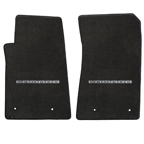 2010-2014 Chevy Camaro 2pc Ebony Black Floor Mats Set with CAMARO Logo Embroidery in Silver Custom Fit Lloyd Mats 620001 1-DAY
