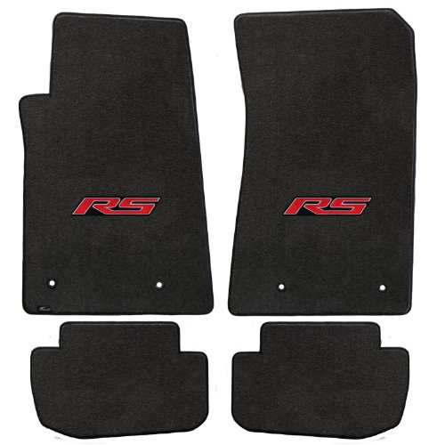 2010-2014 Chevy Camaro 4pc Ebony Black Front & Rear Floor Mats Set with Red RS Logo Embroidery Custom Fit Lloyd Mats 620006 1-DAY