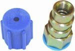 Straight Low Side Steel Fitting With Core 7/16 - 20 Thread With Blue M8 x 1 Cap And Core Refrigerant Retrofit Kits Supercool AC122