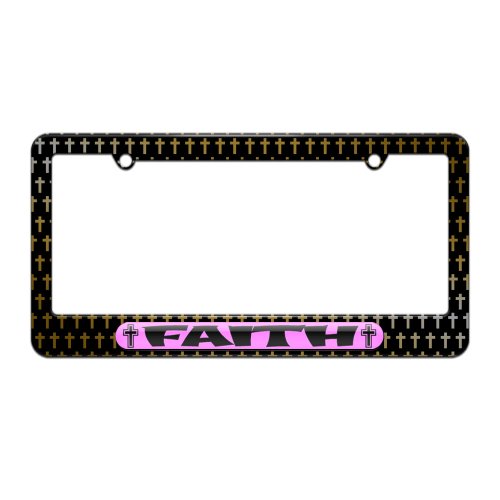 Faith with Cross - Religious Pink License Plate Tag Frame - Christian Cross Design Frames Graphics and More LP1912.Black0023