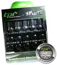 TPI AL41-2514-44BC-20 - Racing Nut 19mm Hex W/Lock Kit, Black, M12x1.25, 20pcs W/Lock, 35mm, 60° Lug Nuts TPI AL41-2514-44BC-20