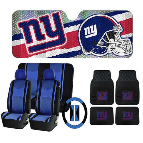 14pc NFL New York Giants Mats Sun Shade Blue Black Seat Covers Set New Universal Universal Fit U.A.A. INC. NFL-NYG-104BL