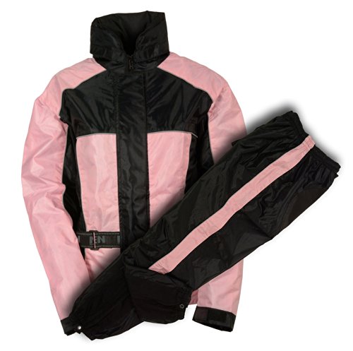 Nexgen Ladies 2 Piece Black and Pink Motorcycle Rain suit 2xLarge Rainwear Nexgen SH2222PI