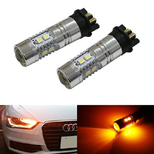 iJDMTOY (2) Amber Yellow Error Free PWY24W LED Bulbs For Audi A3 A4 A5 Q3 VW MK7 Golf CC Ford Fusion Front Turn Signal Lights, BMW F30 3 Series DRL Lamps Turn Signal Bulbs iJDMTOY 40-016a-Amber