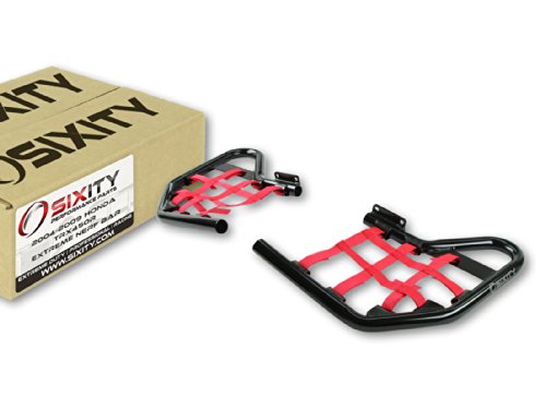 Sixity 2004-2009 Honda TRX450R Black Extreme Nerf Bar Red Net Foot Peg Pro Nerf Bars Sixity 4005245326