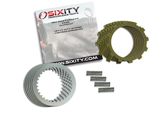Sixity 1997-2002 Kawasaki KX125 Dirt Bike Clutch Kit w/ High Strength Springs Discs ay Drive Train Sixity 4014097093