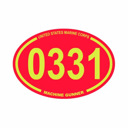 United States Marine Corps MOS 0331 Infantry Machine Gunner Red Oval - Color Sticker - Decal - Die Cut Decals CGF Designs CC1253-1