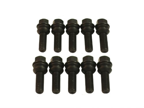 (20) Extended Black Lug Bolts | 14x1.5 Thread Pitch | 37mmmm Shank Length | for most Porsche Vehicles Lug Nuts Precision European Motorwerks 14x1.5-37mm-BSR14-B-20pc