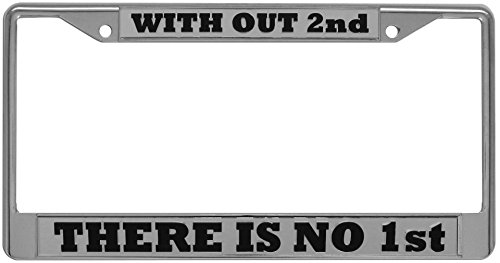 2nd Amendment/Protects the 1st - Chrome and Black Acrylic License Plate Frame Holder by Redeye Laserworks License Plate Frames Redeye Laserworks AMZALP1017