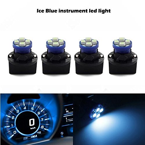 Partsam 4 Pack PC194 Led instrument Panel Dash Aqua Ice Blue Light Bulb T10 Twist Lock Socket For Ford F-150 Light Kit Partsam 108004