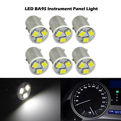 Partsam 6X BA9S LED DASH INSTRUMENT CLUSTER GAUGES ASH TRAY GLOVE BOX LIGHT BULBS White Light Kit Partsam 104895