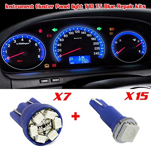 Partsam T5 T10 194 168 5050 SMD LED Indicator Light Dash Interior Lamp Car Vehicle Blue Light Kit Partsam 110458