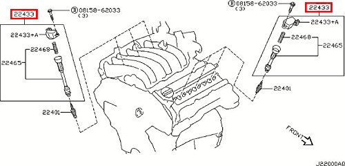 Infiniti 22448-8J11C, Direct Ignition Coil Coils Infiniti 22448-8J11C