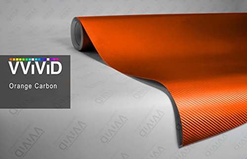 Orange Carbon Fiber 60 x 540 Bubble and Air-Free Car Wrap Cast Vinyl Roll 3MIL-VViViD8 Decals VViViD VV8-OCF-45
