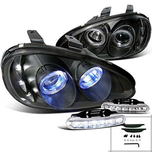 Mazda MX3 Black Halo Chrome Projector Headlights w/LED Driving Fog Lamps Headlight Bulbs Spec-D Tuning L12-2LHPMX392JMAPC