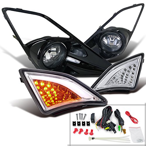 Scion FR-S Clear LED Corner Signal Lights+Fog Lamps+Glossy Black Bezel Lighting Assemblies & Accessories Spec-D Tuning LFLC-FRS12BCL-WJ