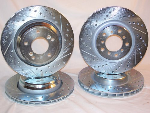 1989 thru 1993 BMW M5 e34 Front & Rear Brake Disc Rotors +Hawk HPS Pads Rotors Rotors Online ROL34192DS & ROL34093DS & HB135F.770 & HB227.630