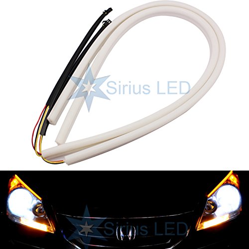 60mm 2014 New Dual Color DRL and Turn Signal LED Switchback Soft Switchback Soft Tube Strips DRL Turn Signal Driving, Fog & Spot Lights SiriusLED 24