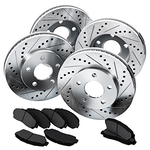 Power Sport Cross Drilled Slotted Rotors and Ceramic Brake Pads-80674 Brake Kits Power Sport 4-DS-KIT-80674