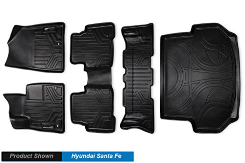 MAXLINER (A0114/B0114/C0114/D0114) Black Third Row All-Weather Floor Mat Set and Cargo Liner Bundle for Hyundai Santa Fe Custom Fit MAXLINER A0114/B0114/C0114/D0114
