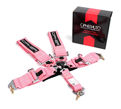 CIPHER RACING PINK 5 POINT 3 INCHES CAMLOCK QUICK RELEASE RACING HARNESS W/ SNAP HOOK & EYE BOLTS - SFI 16.1 Seat Belt Pads Cipher Auto CPA4005PK