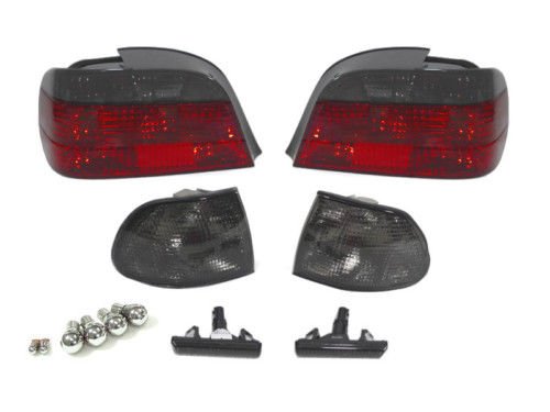 95-98 BMW E38 7 SERIES SMOKE CORNER LIGHTS + TAIL LIGHTS + SIDE MARKER LIGHTS + CHROME BULBS! 12 PIECES! Tail Light Assemblies CSP TLB7E38RLRC
