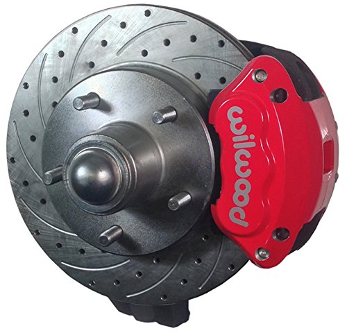 Southwest Speed Disc Brake Kit, Front, 55 - 57 Chevy, 2 Drop Spindles, Drilled Rotors, Red Wilwood Calipers, Performance Brake Kit, Southwest Speed, Part # 205-2058 Brake Kits Southwest Speed 205-2058