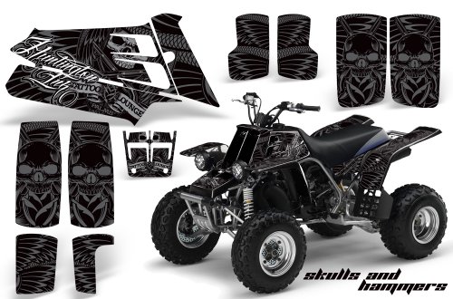 1987-2005 Yamaha Banshee YFZ350 AMRRACING ATV Graphics Decal Kit:Skulls and Hammers-Silver Decals AMR Racing 1411-123106-1810