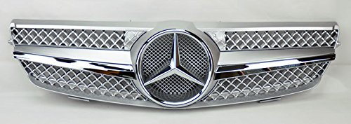 03-09 W209 Mercedes CLK-Class Silver 1 Fin Sport Front Grille With Center Star For CLK 320 350 500 550 clk55 clk63 amg Grilles & Grille Guards CSP w20903-09blk
