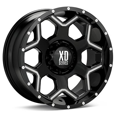 17 Inch KMC XD Series Crux Gloss Black Milled wheels 17x10 KMC XD Series rims BP:5x127 Car KMC XD Series XD81271050324N