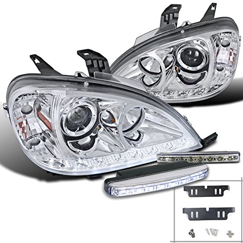 Mercedes Benz W163 ML Class Chrome Projector Headlights+8 LED Fog Lights Headlight Bulbs Spec-D Tuning L18C-2LHPBW16398TM