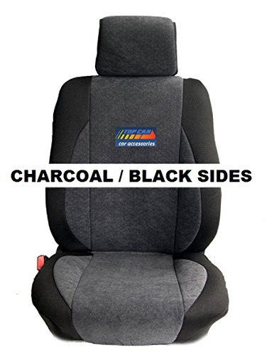 For Jeep Grand Cherokee Mix Velour and Synthetic Two Front Custom Car Seat Covers (WJ (1999-2004), CHARCOAL / BLACK SIDES) Accessories topcar-athens 310,011,305