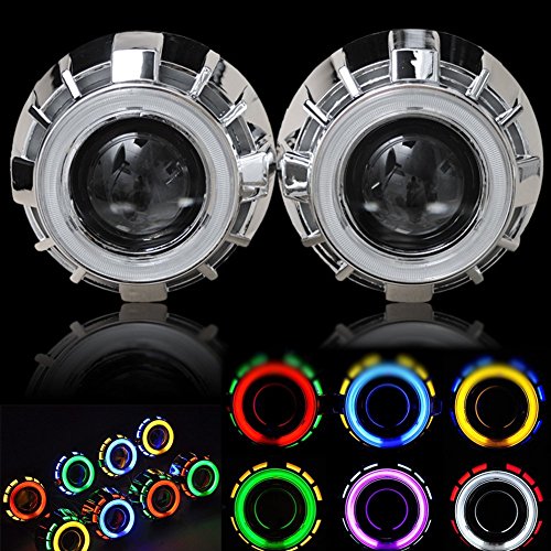Nilight 4300k 2.5 Inch Bi-xenon Projector Lens Headlight Dual Angel Eyes (Red Inside and Blue Outside) Headlight Assemblies Nilight headlight001